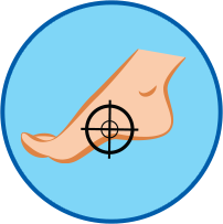 Fuß barfuß mit Zielscheibe rundes Symbol