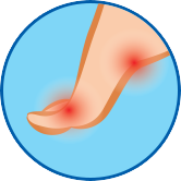 Entzündeter Fuß rundes Symbol